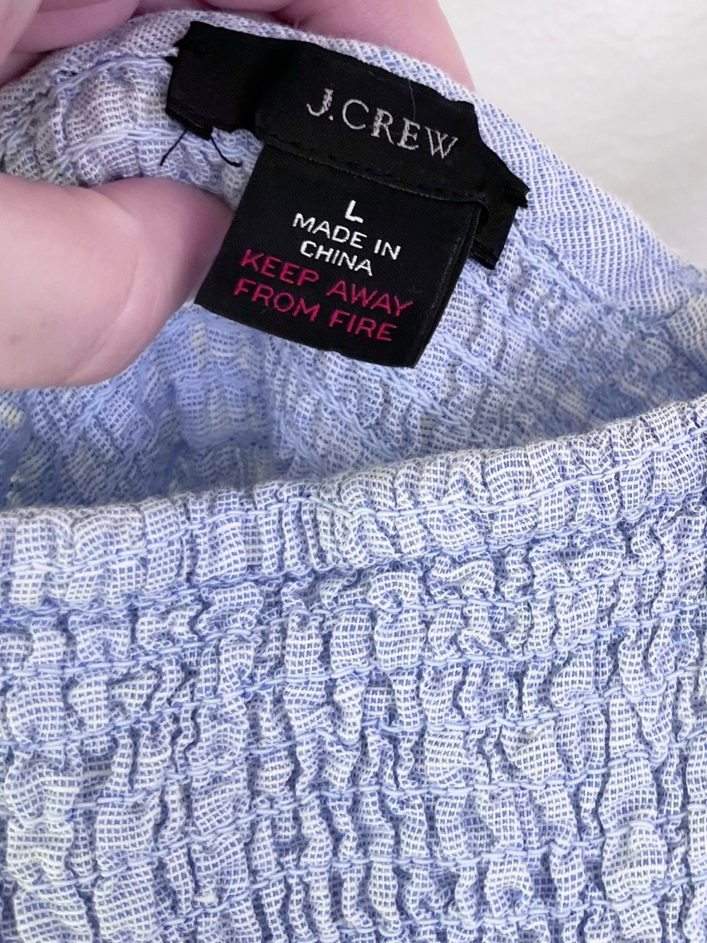 J. Crew Smocked Beach Midi Dress in Linen-Cotton Blend Blue L Large Coastal Prep - Picture 8 of 10